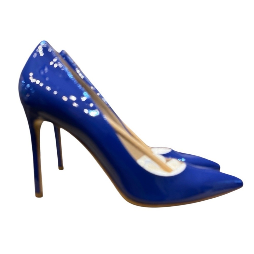 Michael Kors Collection Gretel Runway‎ Patent Shoe Lapis Size 37.5 US 7.5 Heel